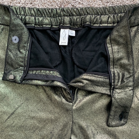 Joie Wide Leg Glitter Gold Sparkle Pant Trousers Elastic Waist - Picture 6 of 13